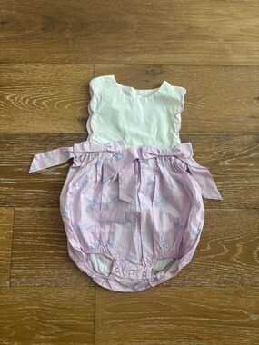 Stitchy Fish Passport to Paris Bubble Romper 18M Pink Bow Side Tie NWT